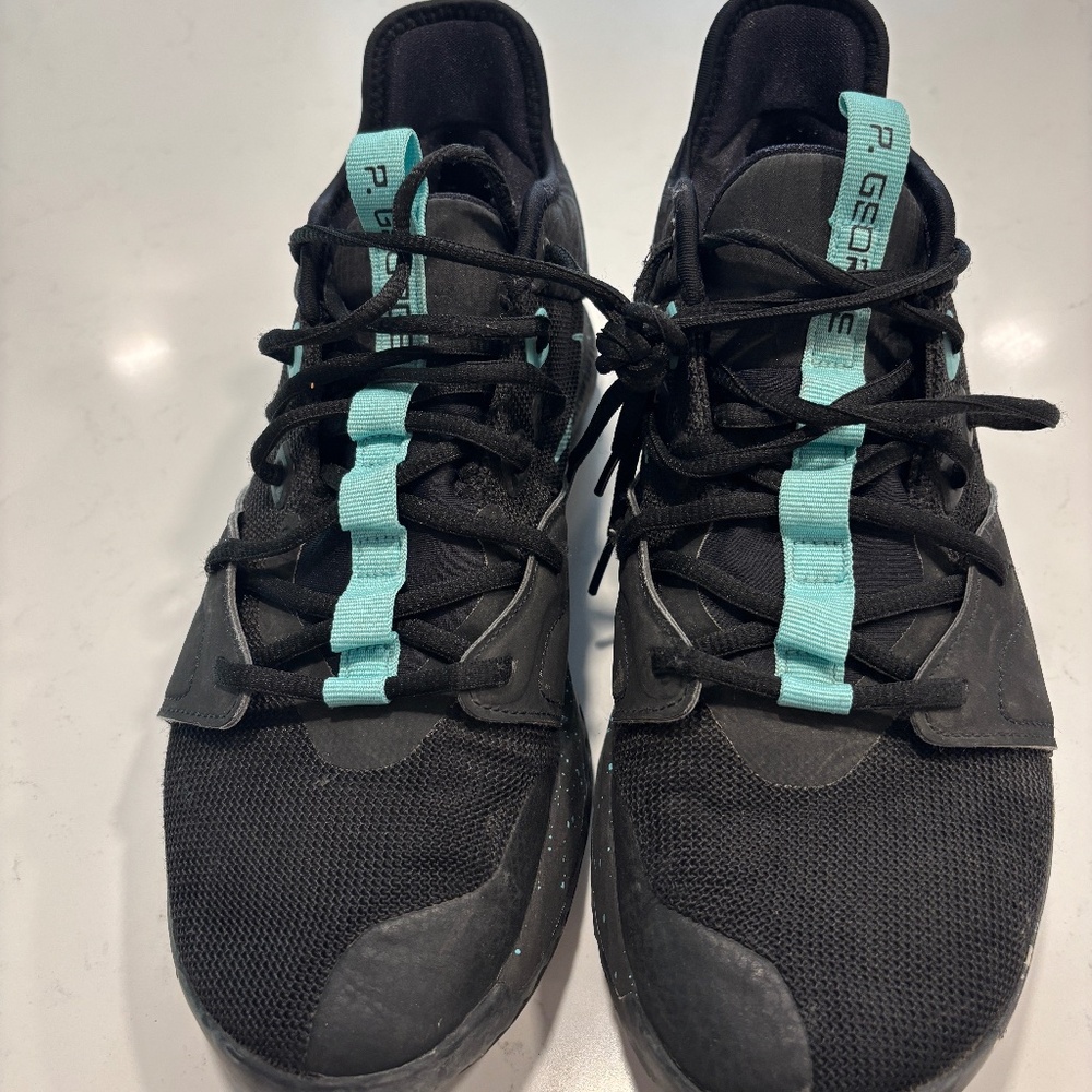 Nike PG 3 Light Aqua Diamond Black Paul George Basketball Shoes Men's size 9.5